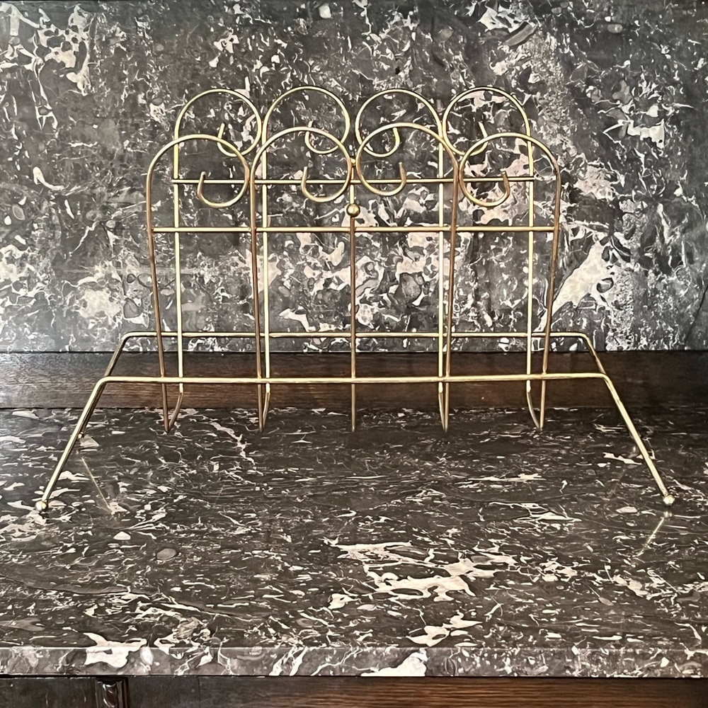COPY - Vintage Magazine Rack Mid Century Modern Brass Gold Tone Metal